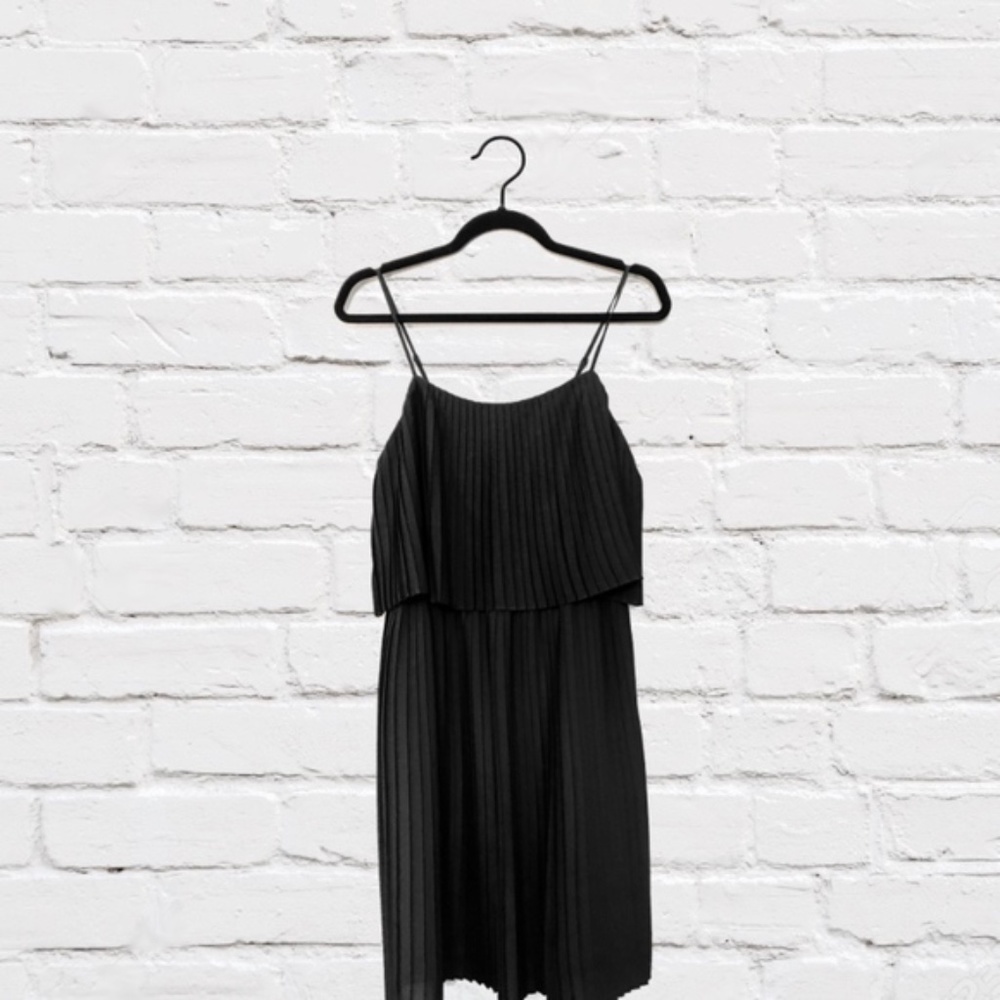 Vintage Style Accordion Pleated Little Black Dress